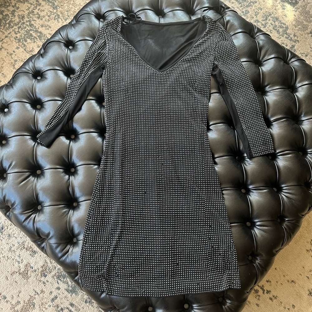 Bebe Mini Dress Black XS Mesh Cutouts